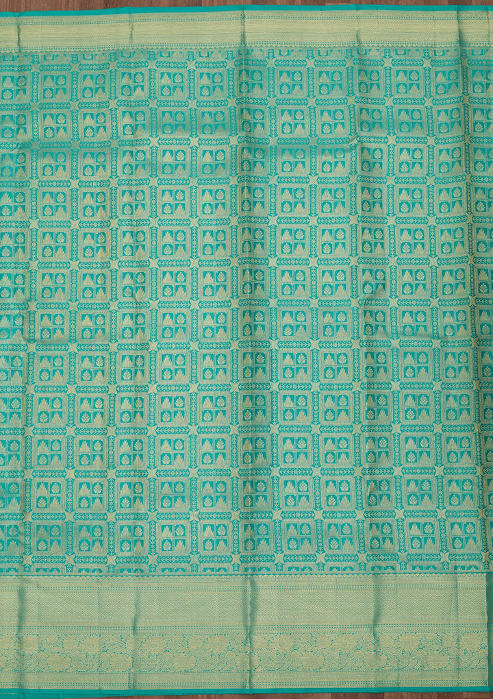 Sea Green Dharmavaram Pure Silk Saree