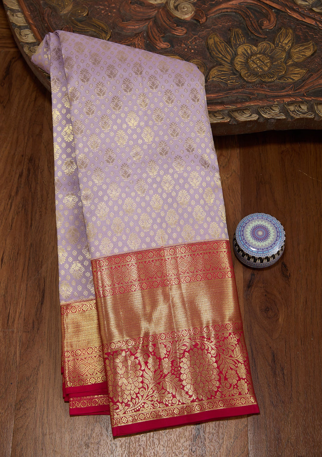 Lavender Dharmavaram Art Silk Saree