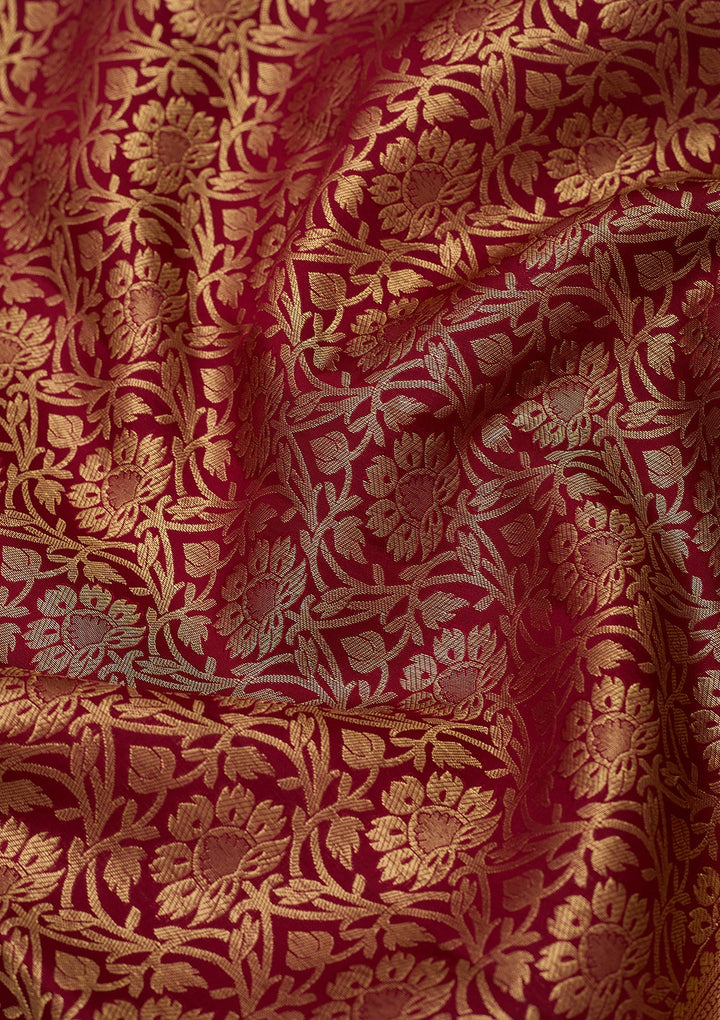 Maroon Dharmavaram Pure Silk Saree