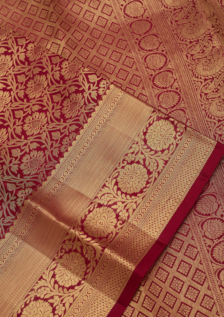 Maroon Dharmavaram Pure Silk Saree