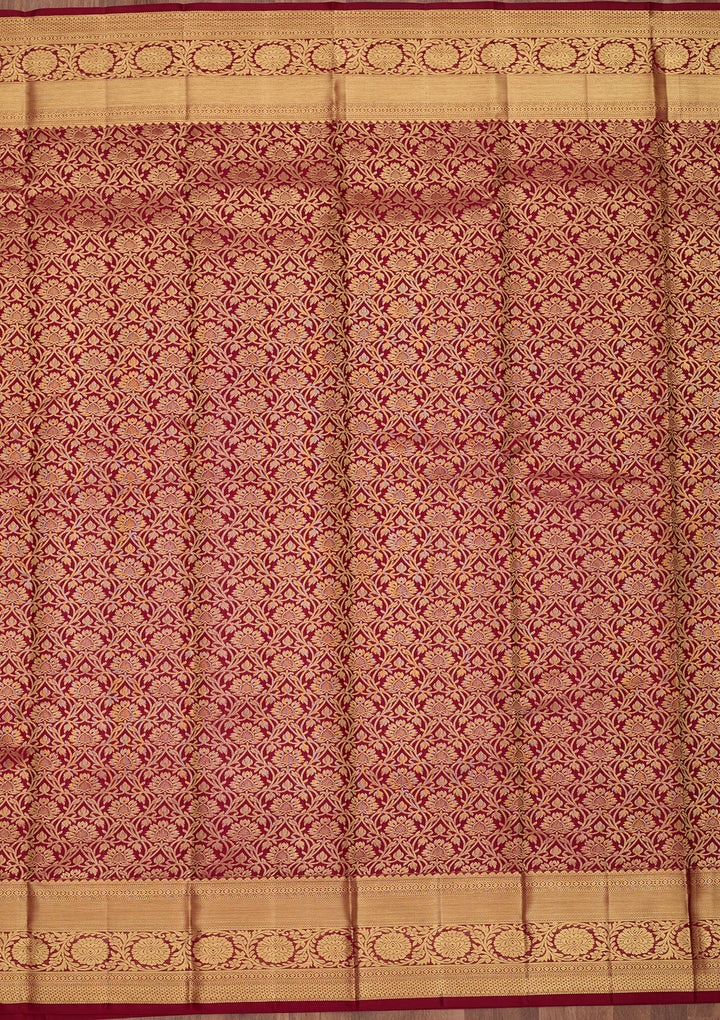 Maroon Dharmavaram Pure Silk Saree