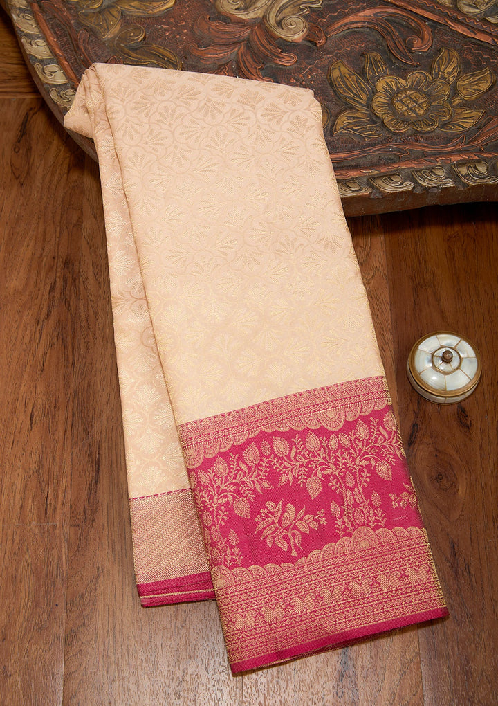 Cream Dharmavaram Art Silk Saree