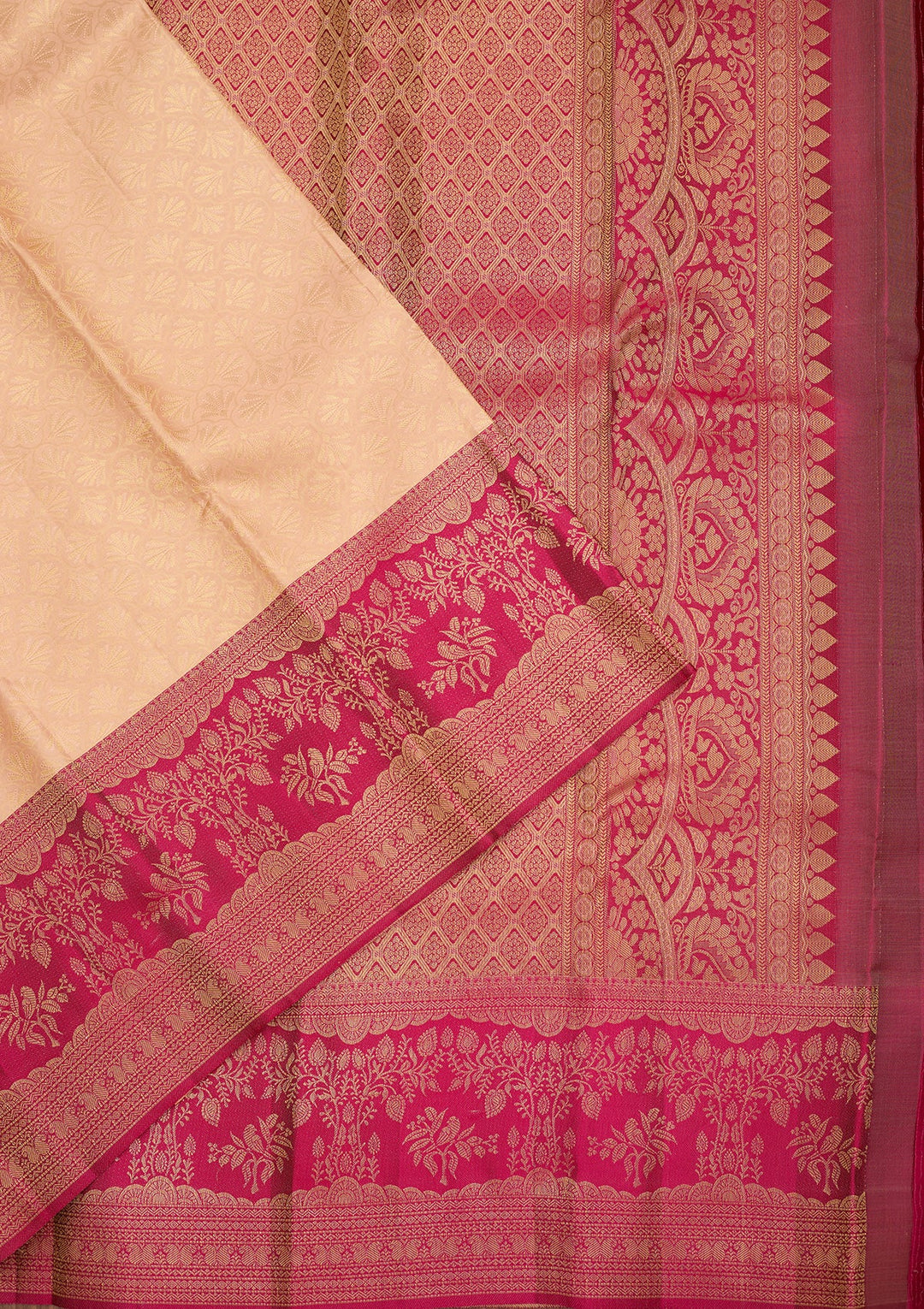 Cream Dharmavaram Art Silk Saree