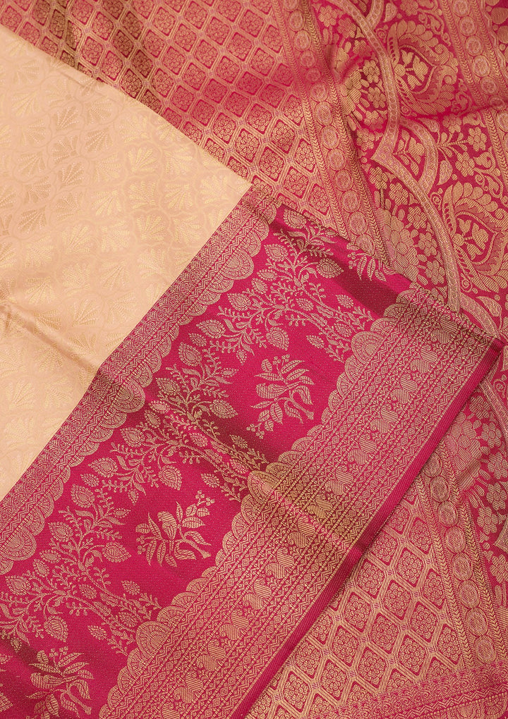 Cream Dharmavaram Art Silk Saree