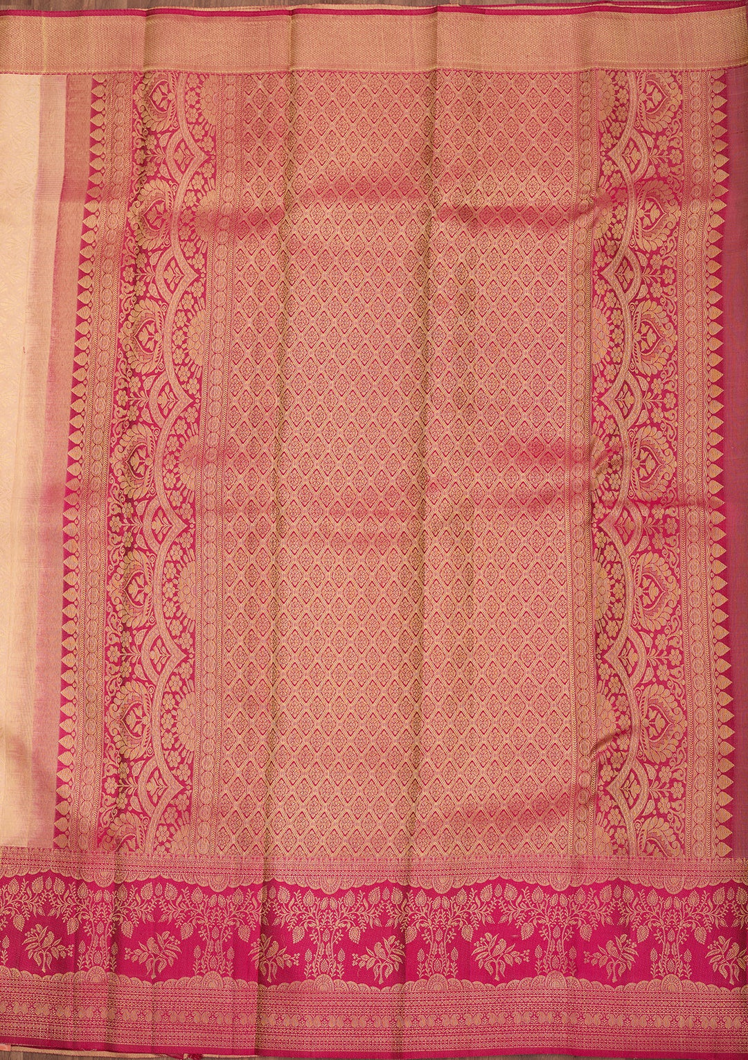 Cream Dharmavaram Art Silk Saree