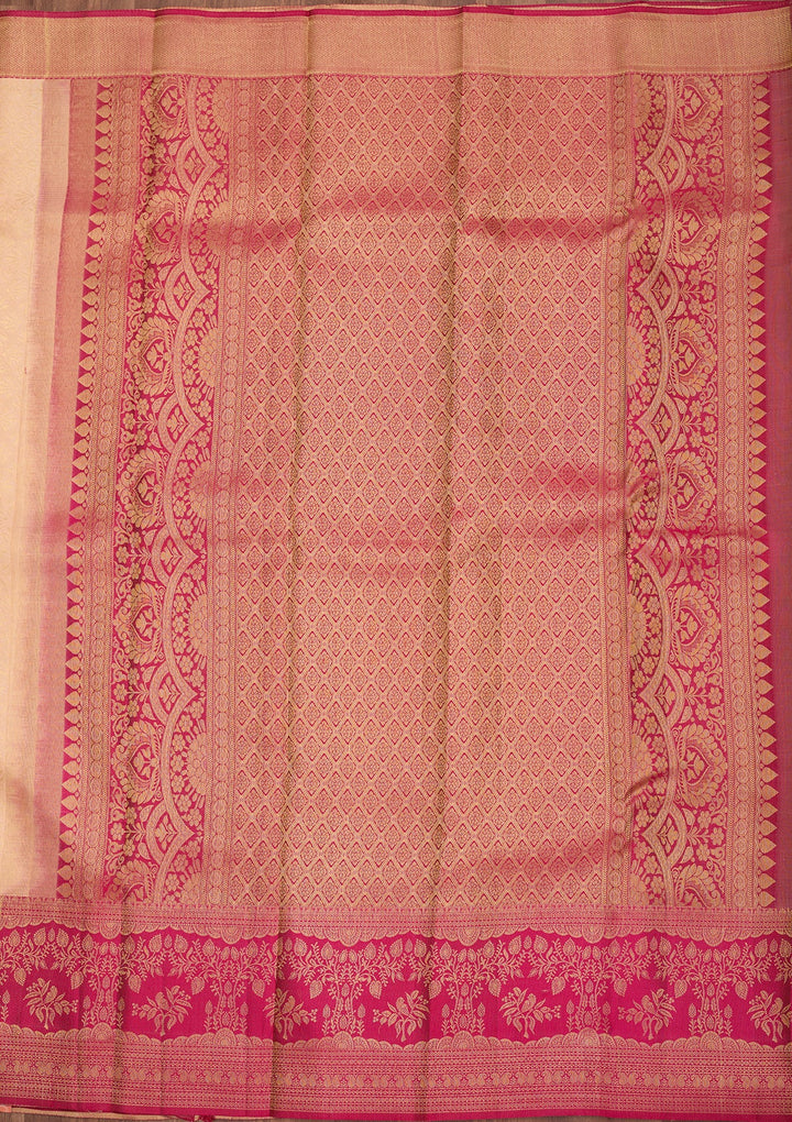 Cream Dharmavaram Art Silk Saree