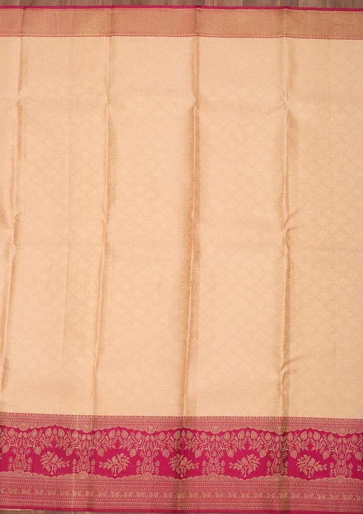 Cream Dharmavaram Art Silk Saree