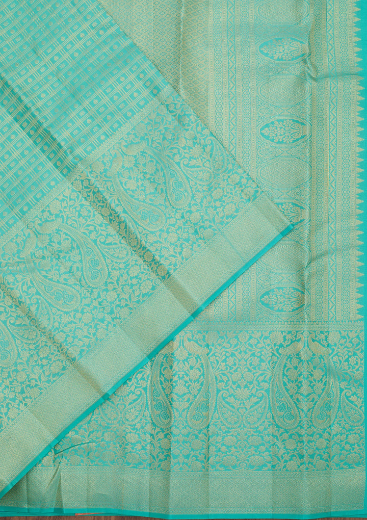 Sea Green Dharmavaram Pure Silk Saree