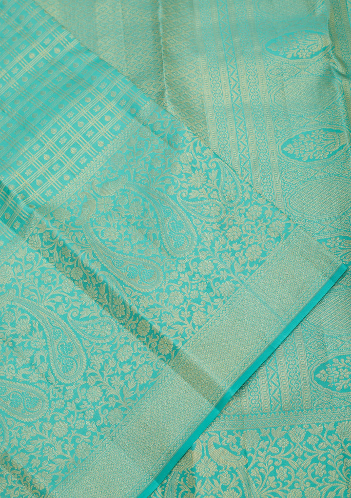 Sea Green Dharmavaram Pure Silk Saree