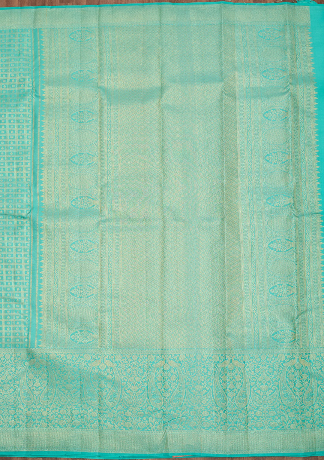 Sea Green Dharmavaram Pure Silk Saree