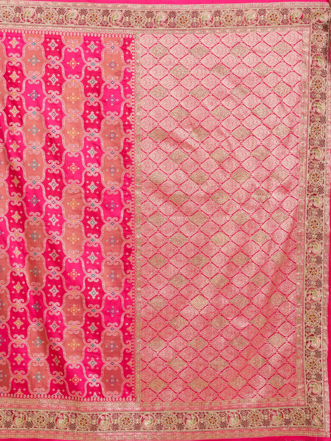 Magenta Pink Banarasi Art Silk Saree With Matching Blouse Piece