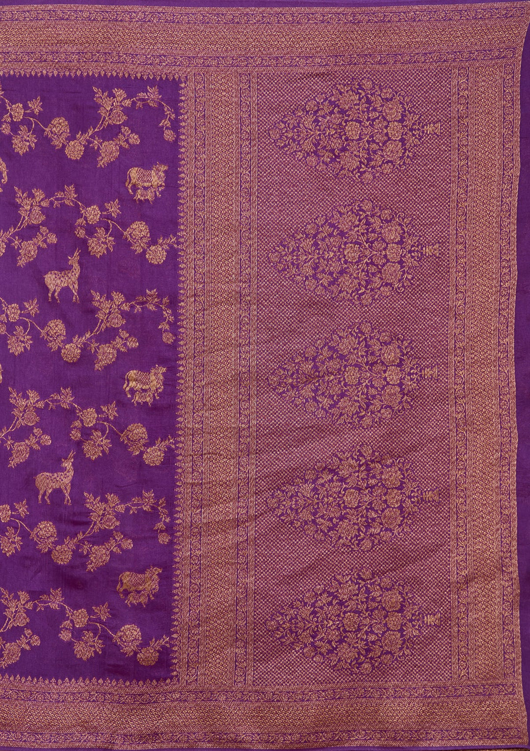 Purple Silk Jaal Saree With Matching Blouse Piece