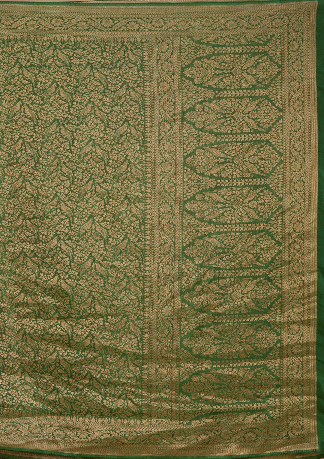 Bottle Green Silk Jaal Saree With Matching Blouse Piece