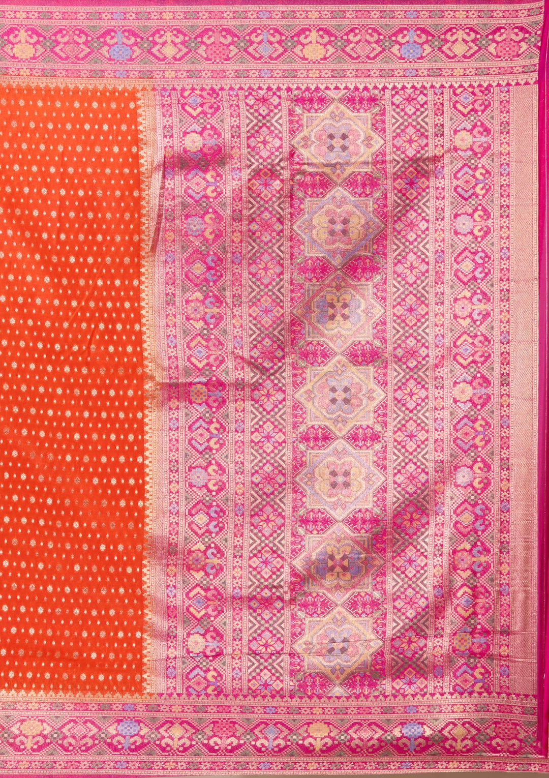 Orange Banarasi Art Silk Saree With Matching Blouse Piece