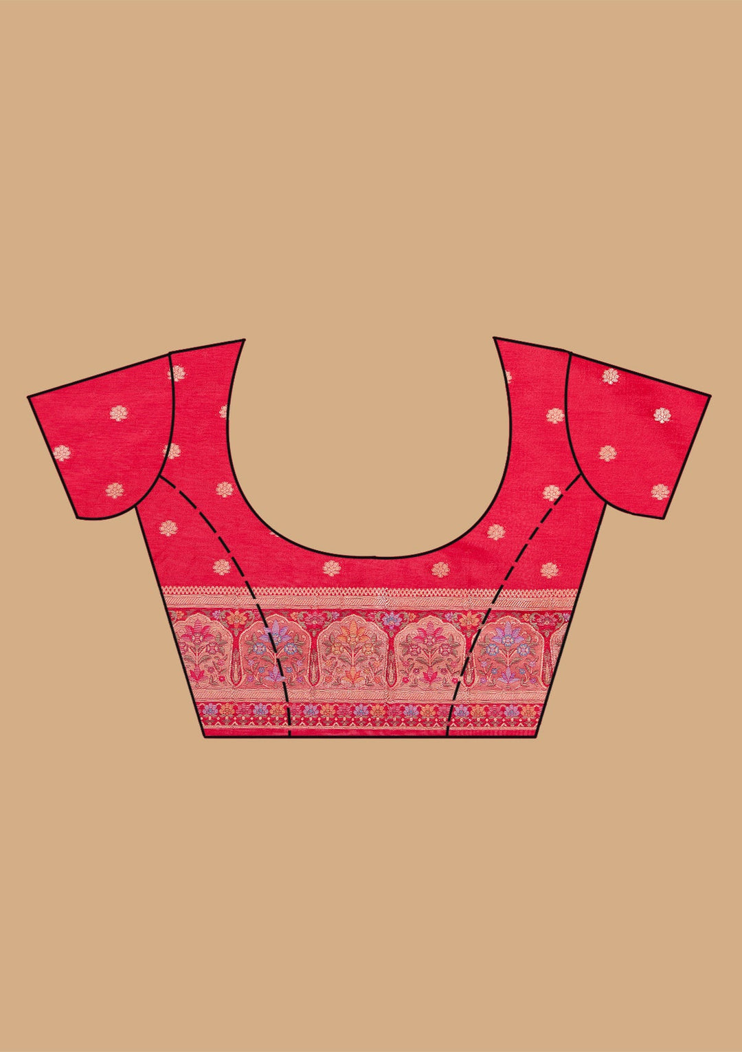 Red Silk Jaal Saree With Matching Blouse Piece