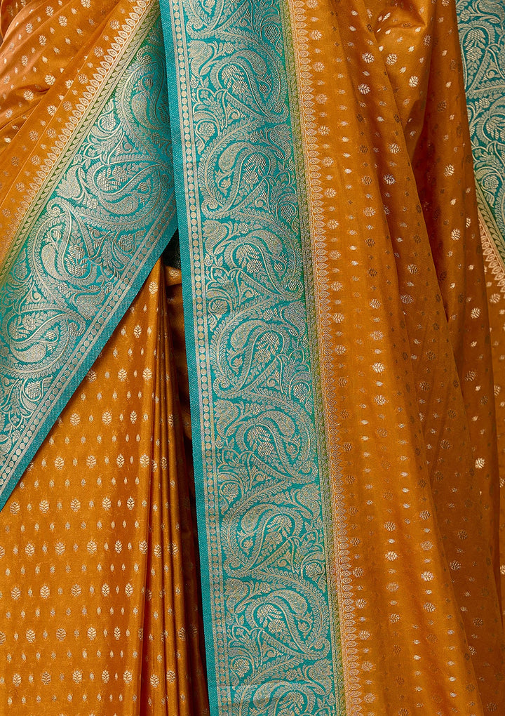 Mustard Yellow Banarasi Art Silk Saree With Matching Blouse Piece
