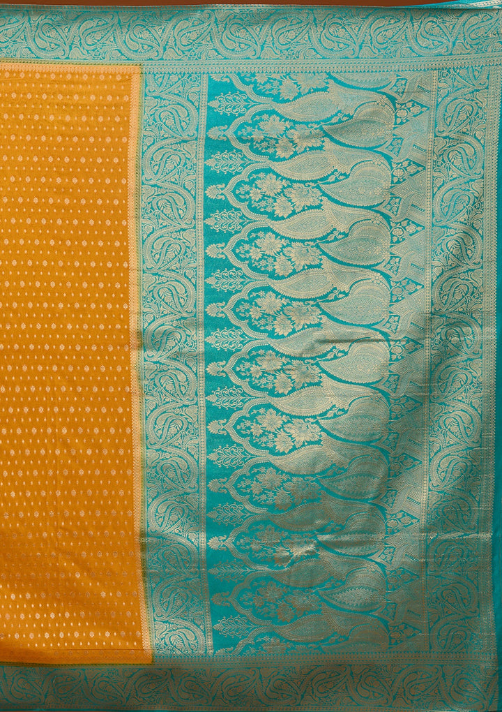 Mustard Yellow Banarasi Art Silk Saree With Matching Blouse Piece