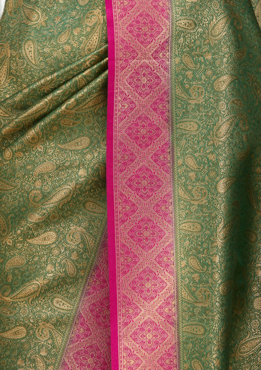 Bottle Green Art Silk Banarasi Jaal Saree With Matching Blouse Piece