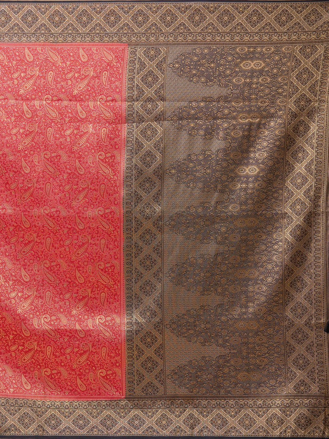 Red Banarasi Art Silk Saree With Matching Blouse Piece