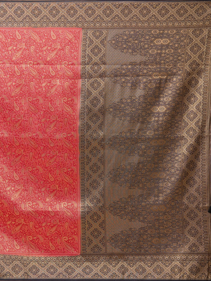 Red Banarasi Art Silk Saree With Matching Blouse Piece