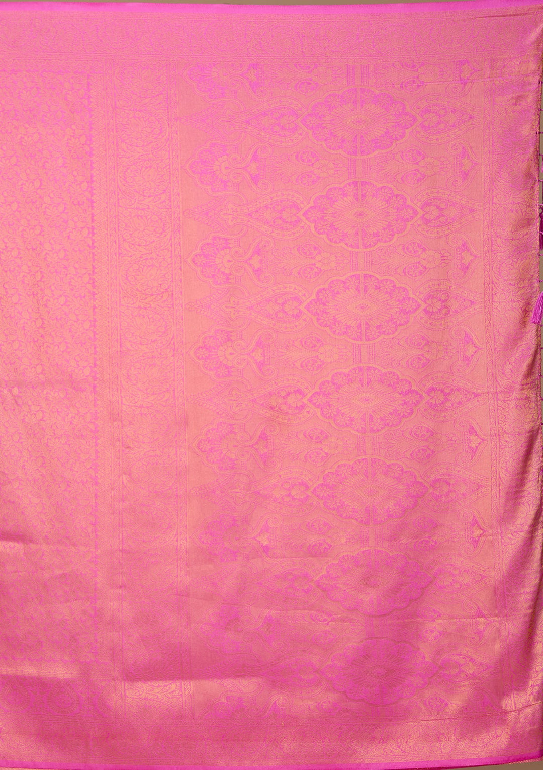 Baby Pink Art Silk Kanjivaram Jaal Saree With Matching Blouse Piece