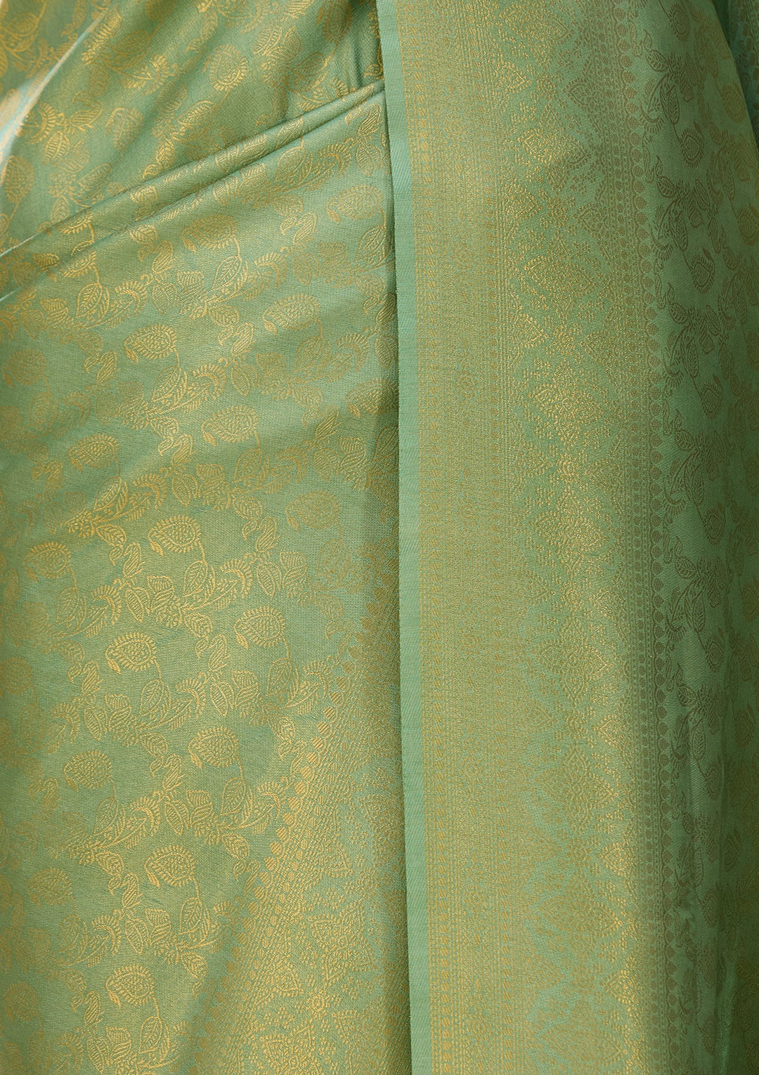 Sea Green Silk Jaal Saree With Matching Blouse Piece