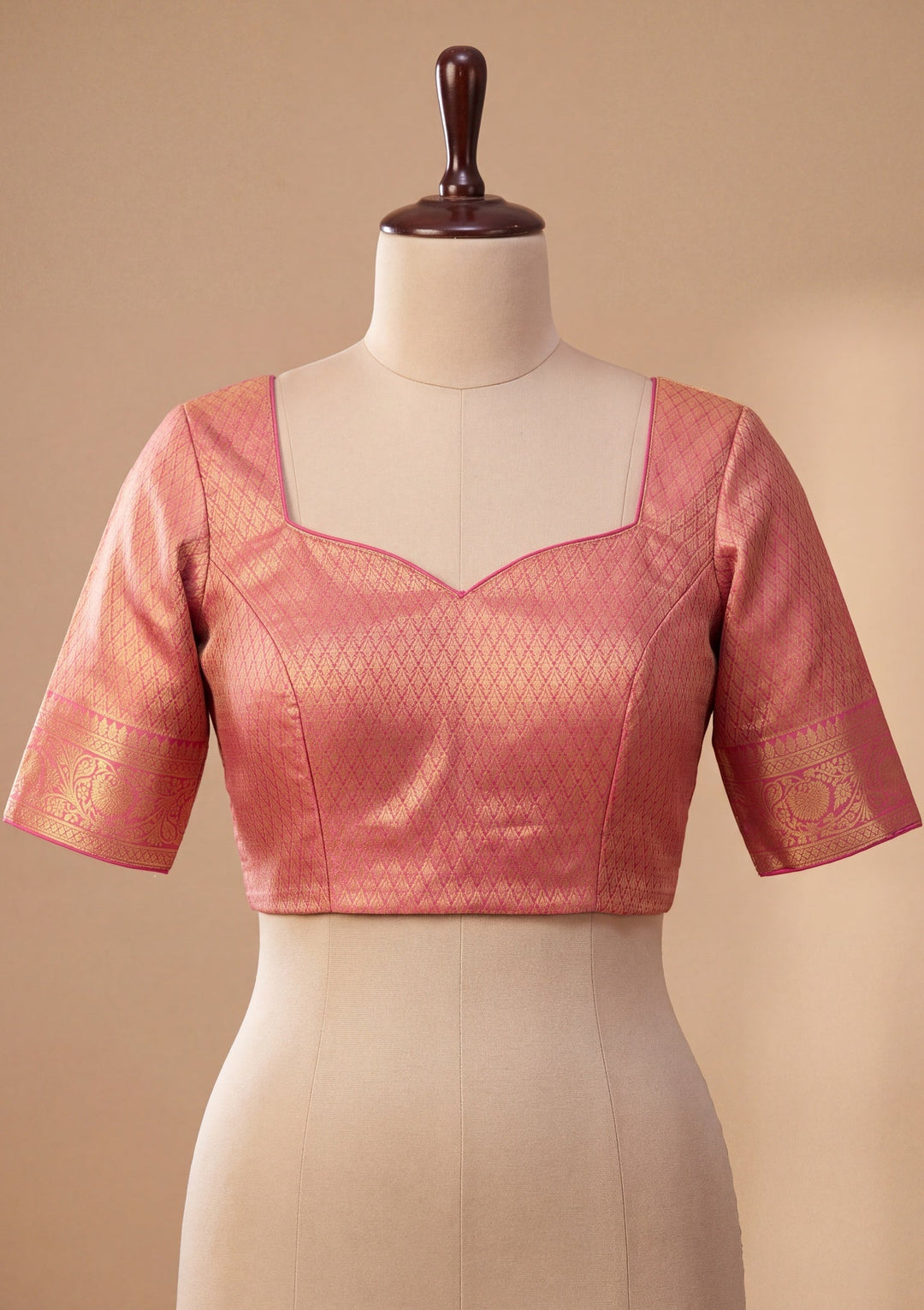 Peach Silk Jaal Saree With Matching Blouse Piece