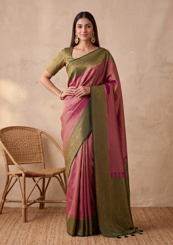 Wine Silk Jaal Saree With Matching Blouse Piece