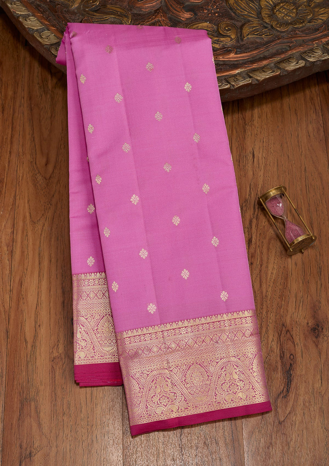 Dark Lavender Dharmavaram Pure Silk Saree With Matching Blouse Piece