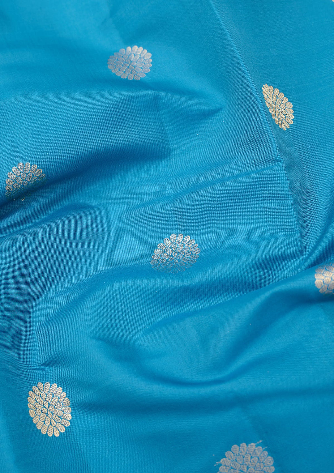 Blue Dharmavaram Pure Silk Saree With Matching Blouse Piece