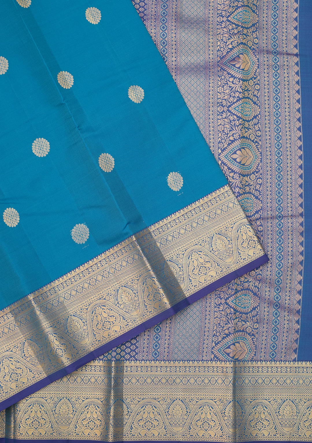 Blue Dharmavaram Pure Silk Saree With Matching Blouse Piece