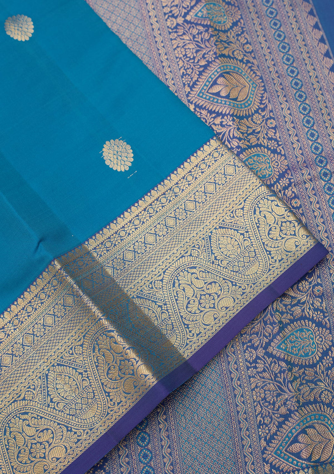 Blue Dharmavaram Pure Silk Saree With Matching Blouse Piece