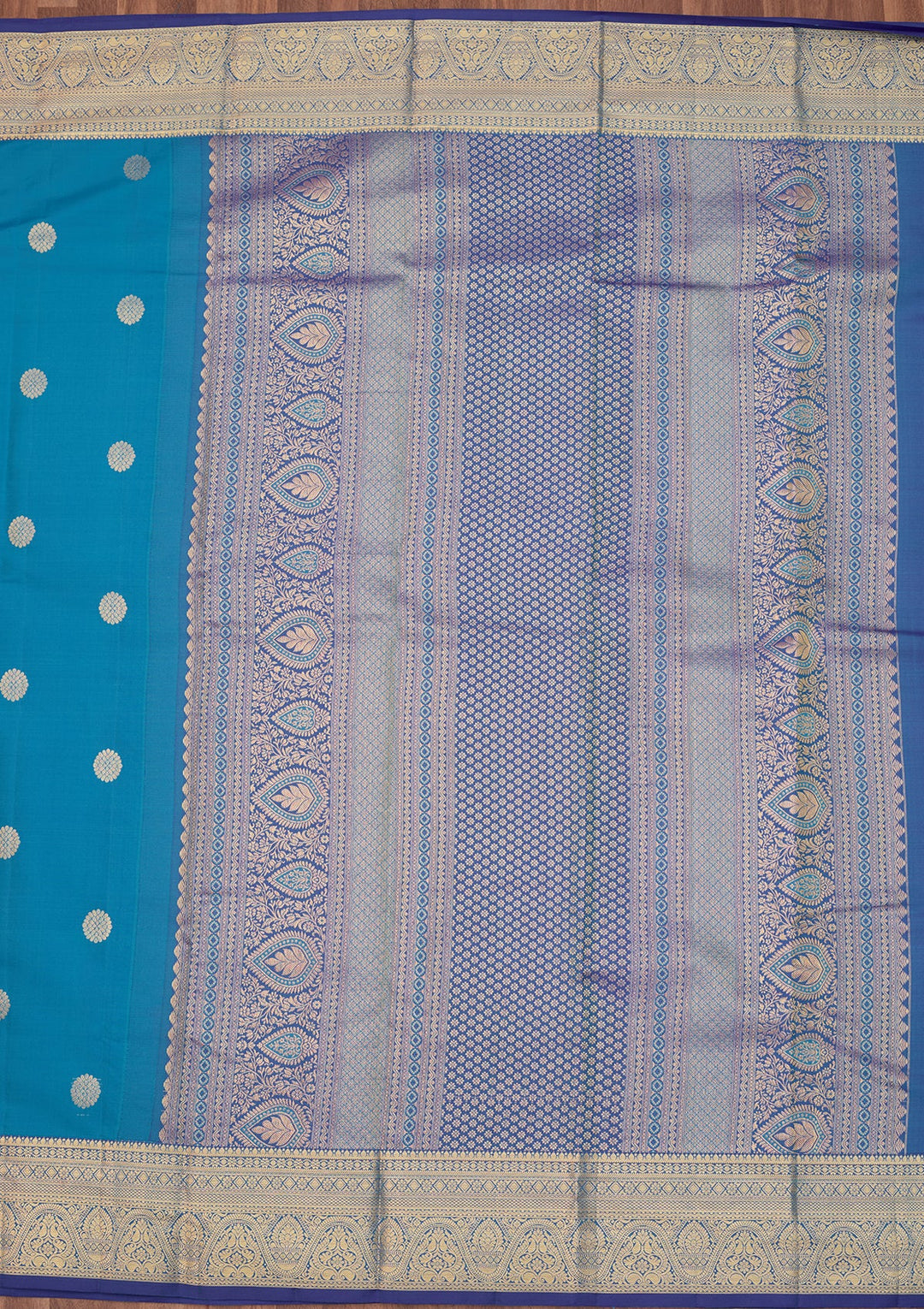 Blue Dharmavaram Pure Silk Saree With Matching Blouse Piece
