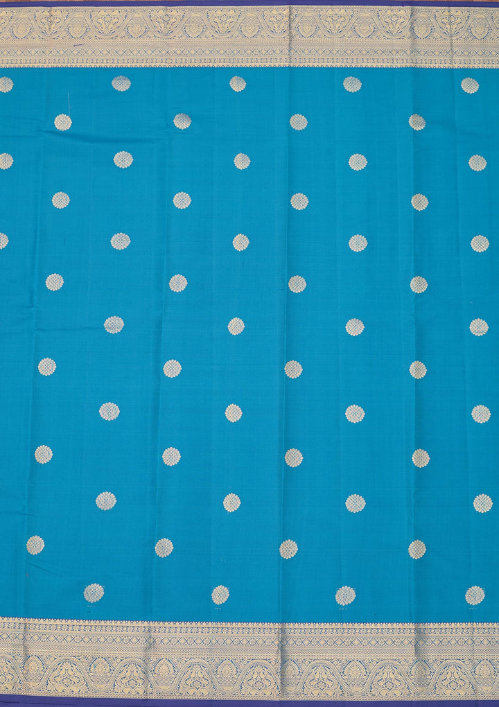 Blue Dharmavaram Pure Silk Saree With Matching Blouse Piece