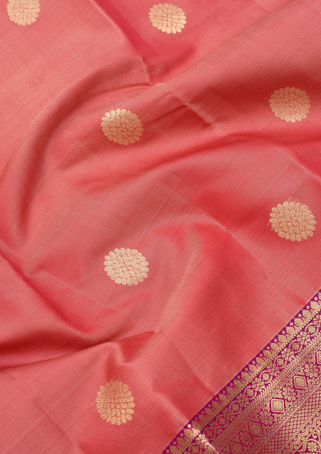 Onion Pink Dharmavaram Pure Silk Saree With Matching Blouse Piece