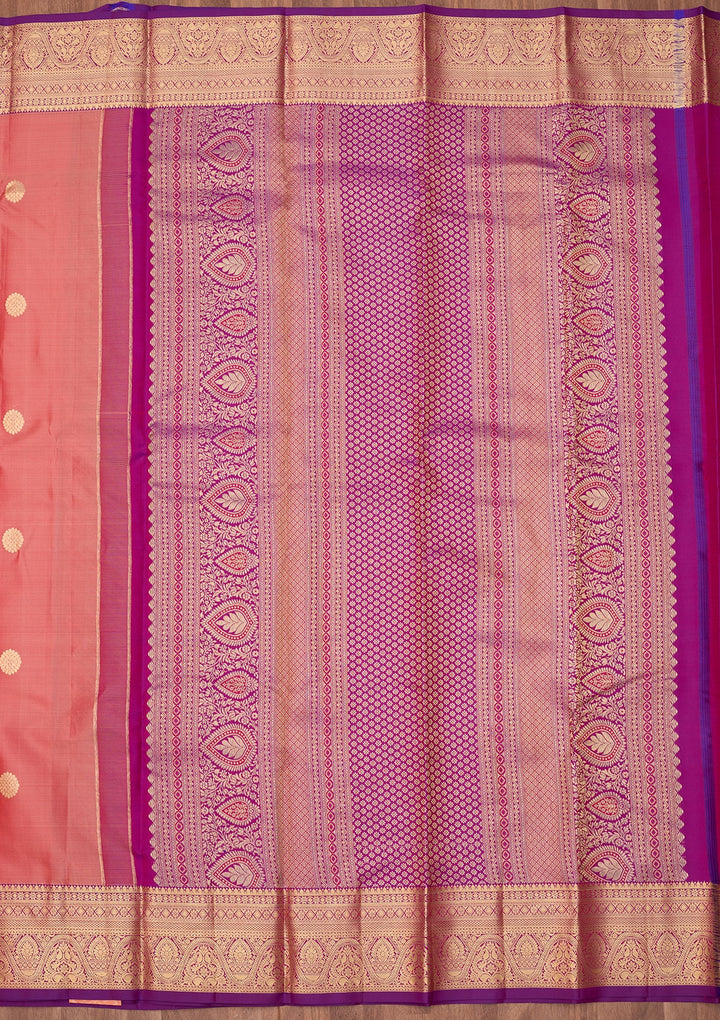 Onion Pink Dharmavaram Pure Silk Saree With Matching Blouse Piece