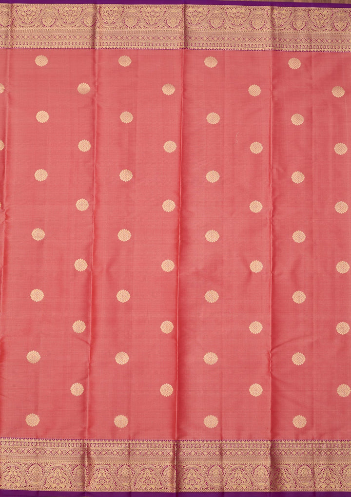 Onion Pink Dharmavaram Pure Silk Saree With Matching Blouse Piece