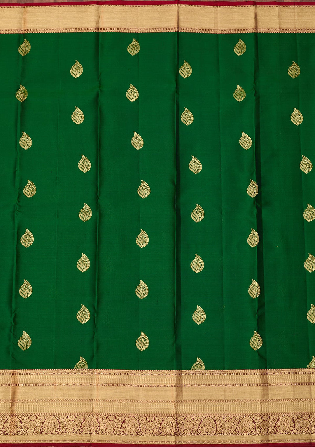 Bottle Green Dharmavaram Pure Silk Saree With Matching Blouse Piece