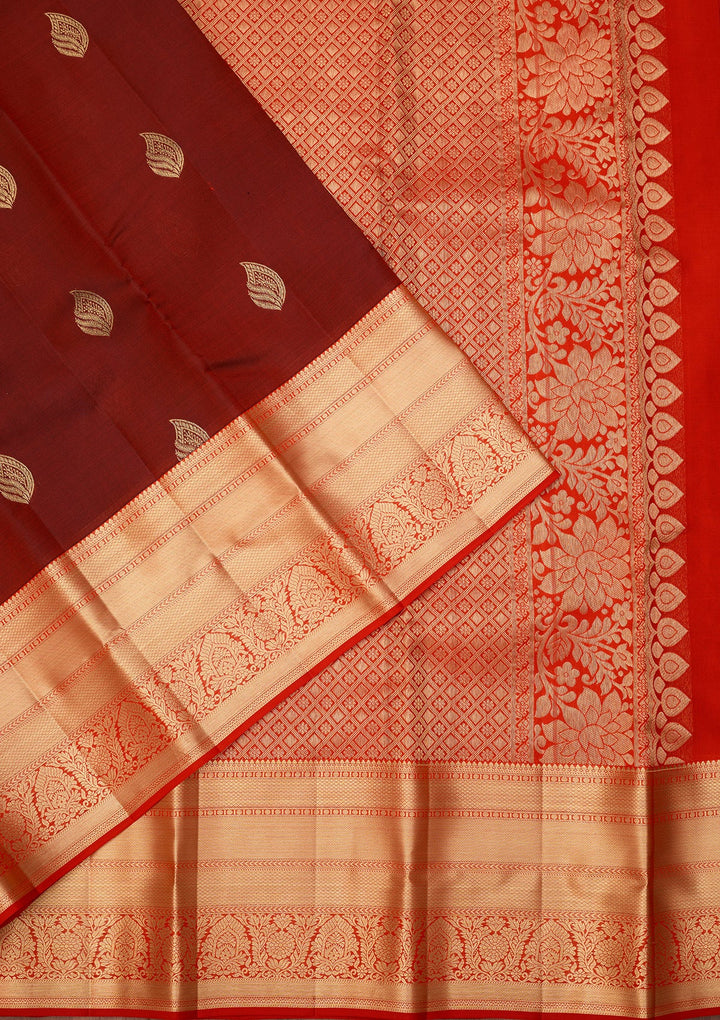Maroon Dharmavaram Pure Silk Saree With Matching Blouse Piece
