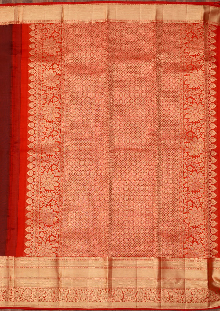Maroon Dharmavaram Pure Silk Saree With Matching Blouse Piece
