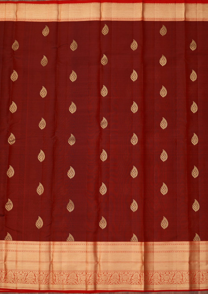Maroon Dharmavaram Pure Silk Saree With Matching Blouse Piece