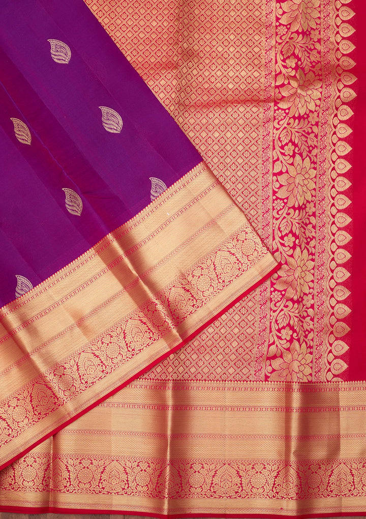 Purple Dharmavaram Pure Silk Saree With Matching Blouse Piece