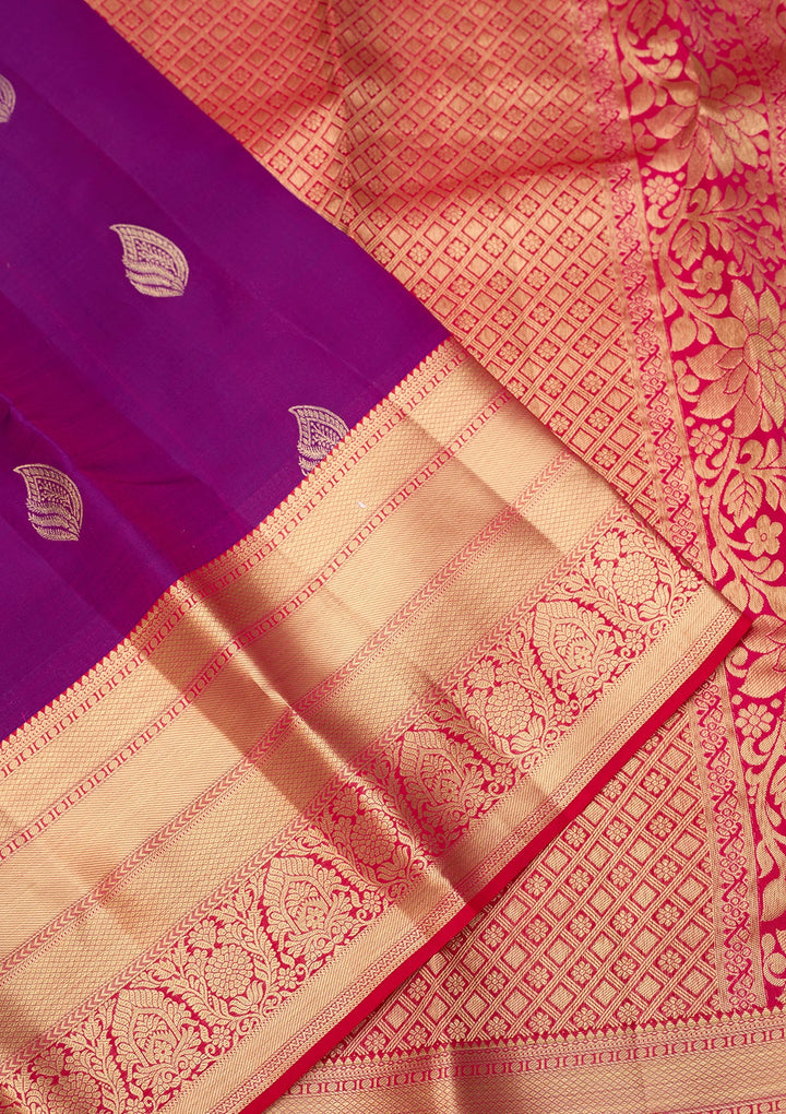 Purple Dharmavaram Pure Silk Saree With Matching Blouse Piece