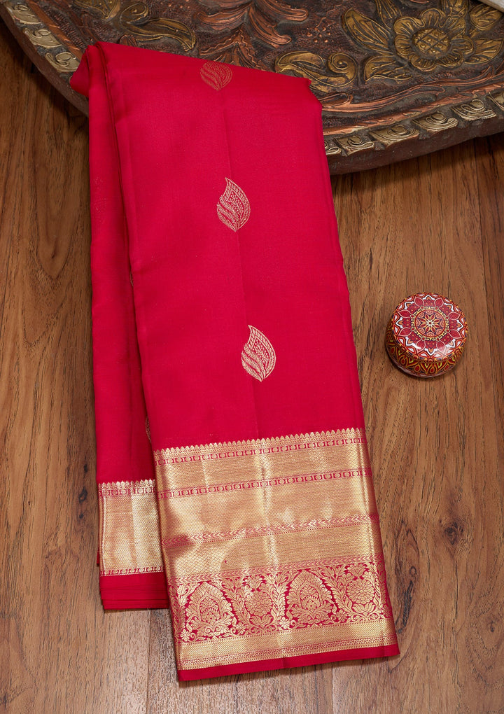 Rani Pink Dharmavaram Pure Silk Saree With Matching Blouse Piece