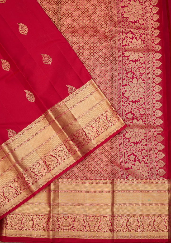 Rani Pink Dharmavaram Pure Silk Saree With Matching Blouse Piece