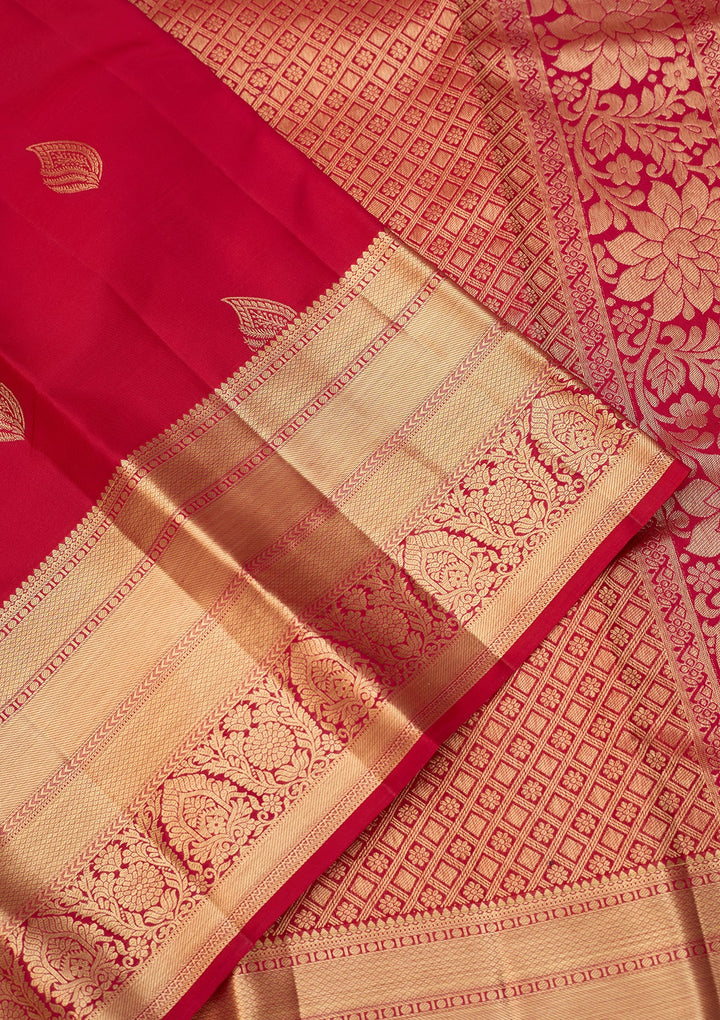 Rani Pink Dharmavaram Pure Silk Saree With Matching Blouse Piece