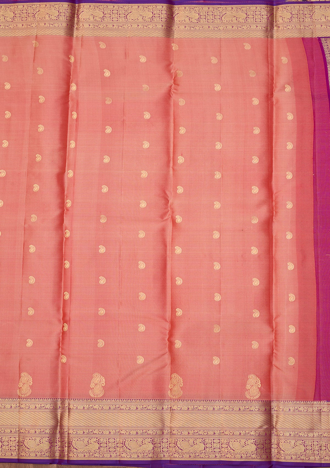 Peach Dharmavaram Pure Silk Saree With Matching Blouse Piece