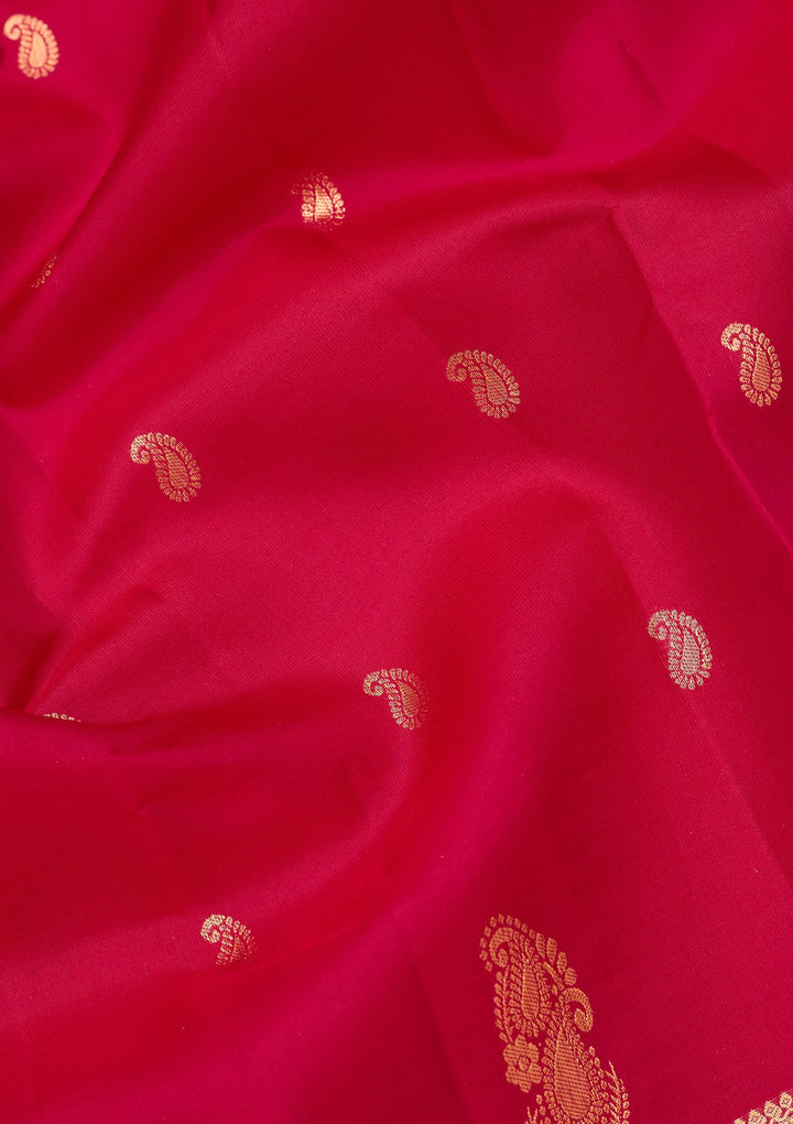 Rani Pink Dharmavaram Pure Silk Saree With Matching Blouse Piece