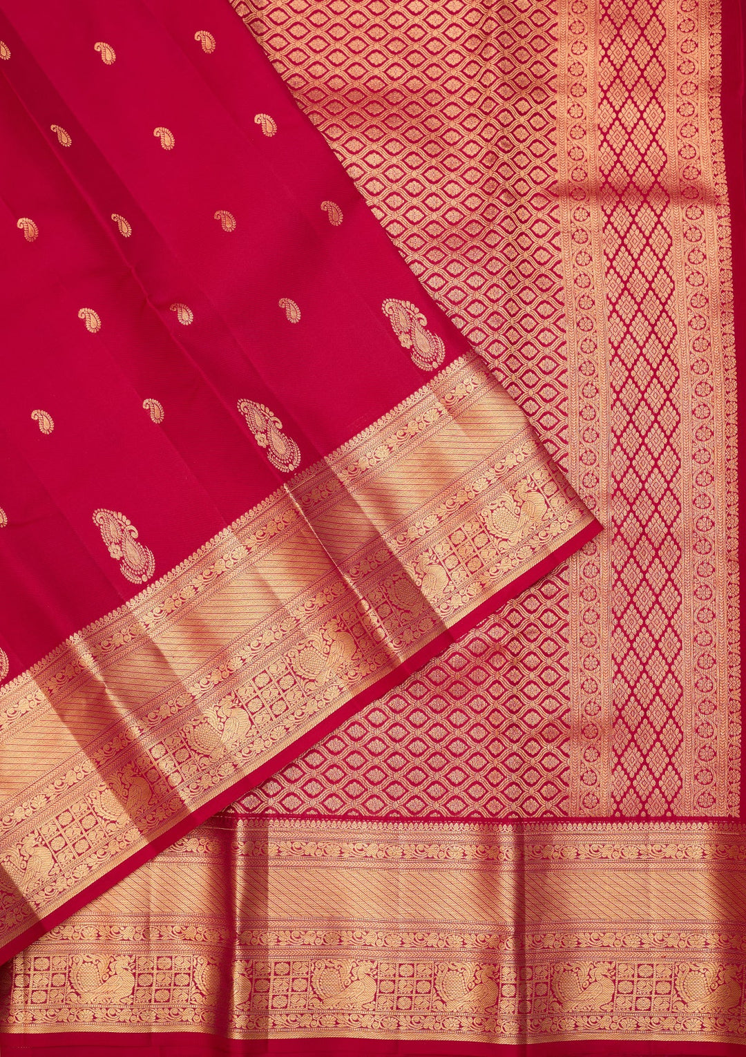 Rani Pink Dharmavaram Pure Silk Saree With Matching Blouse Piece
