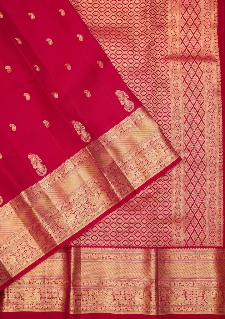 Rani Pink Dharmavaram Pure Silk Saree With Matching Blouse Piece